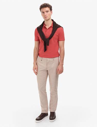 Kiremit Slim Fit %100 Pamuk Düğmeli Polo Yaka Basic Tişört