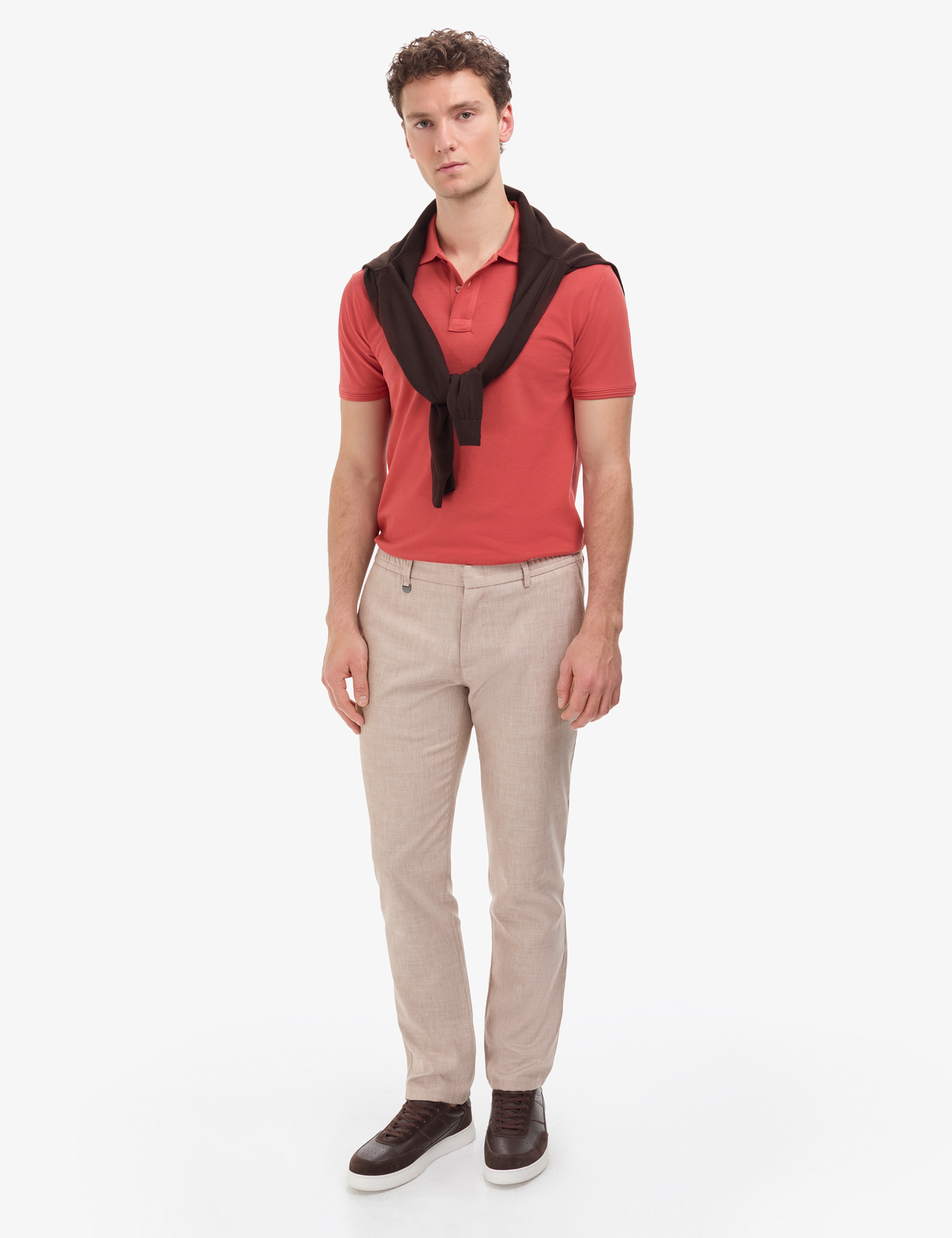Kiremit Slim Fit %100 Pamuk Düğmeli Polo Yaka Basic Tişört - Image 4