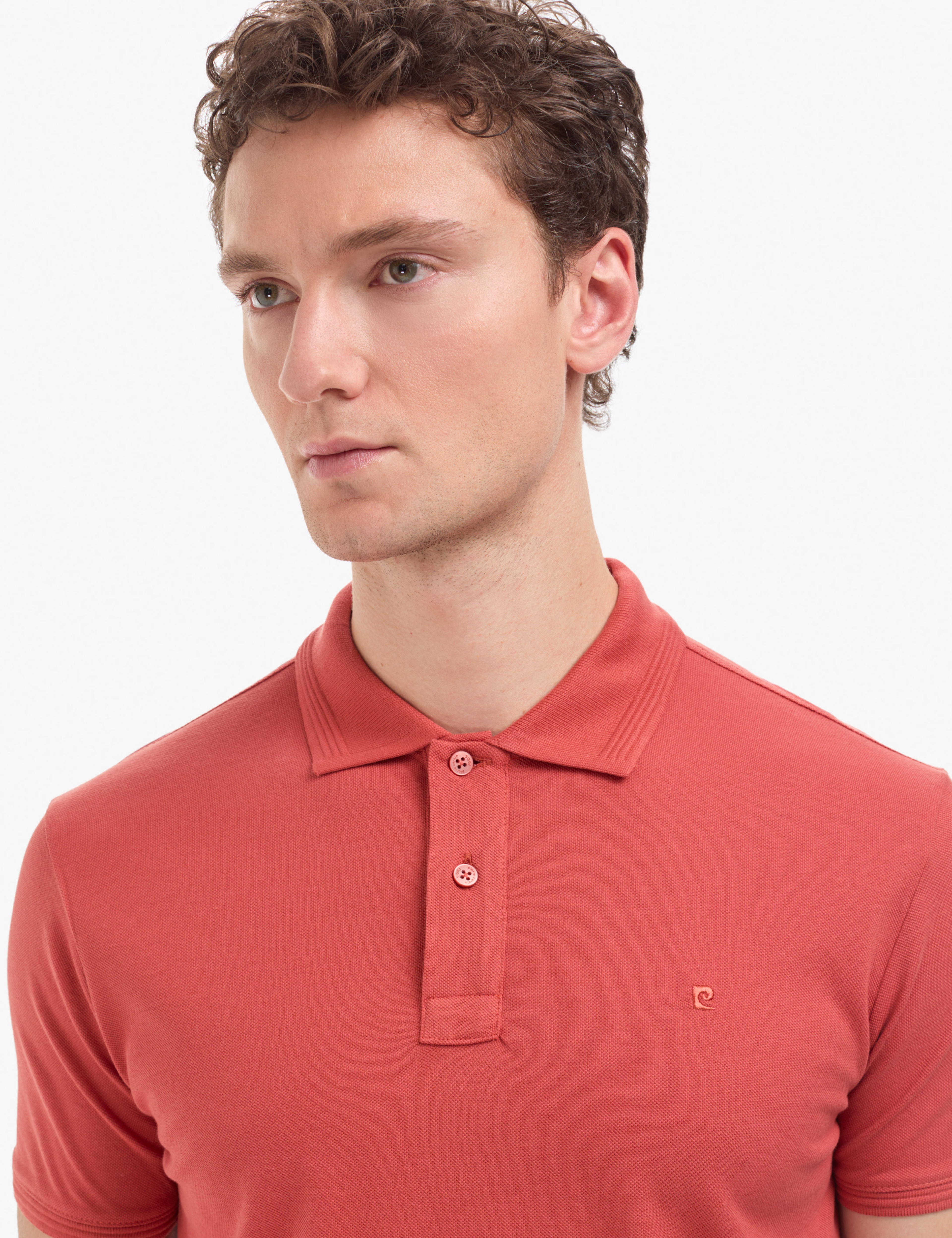 Kiremit Slim Fit %100 Pamuk Düğmeli Polo Yaka Basic Tişört