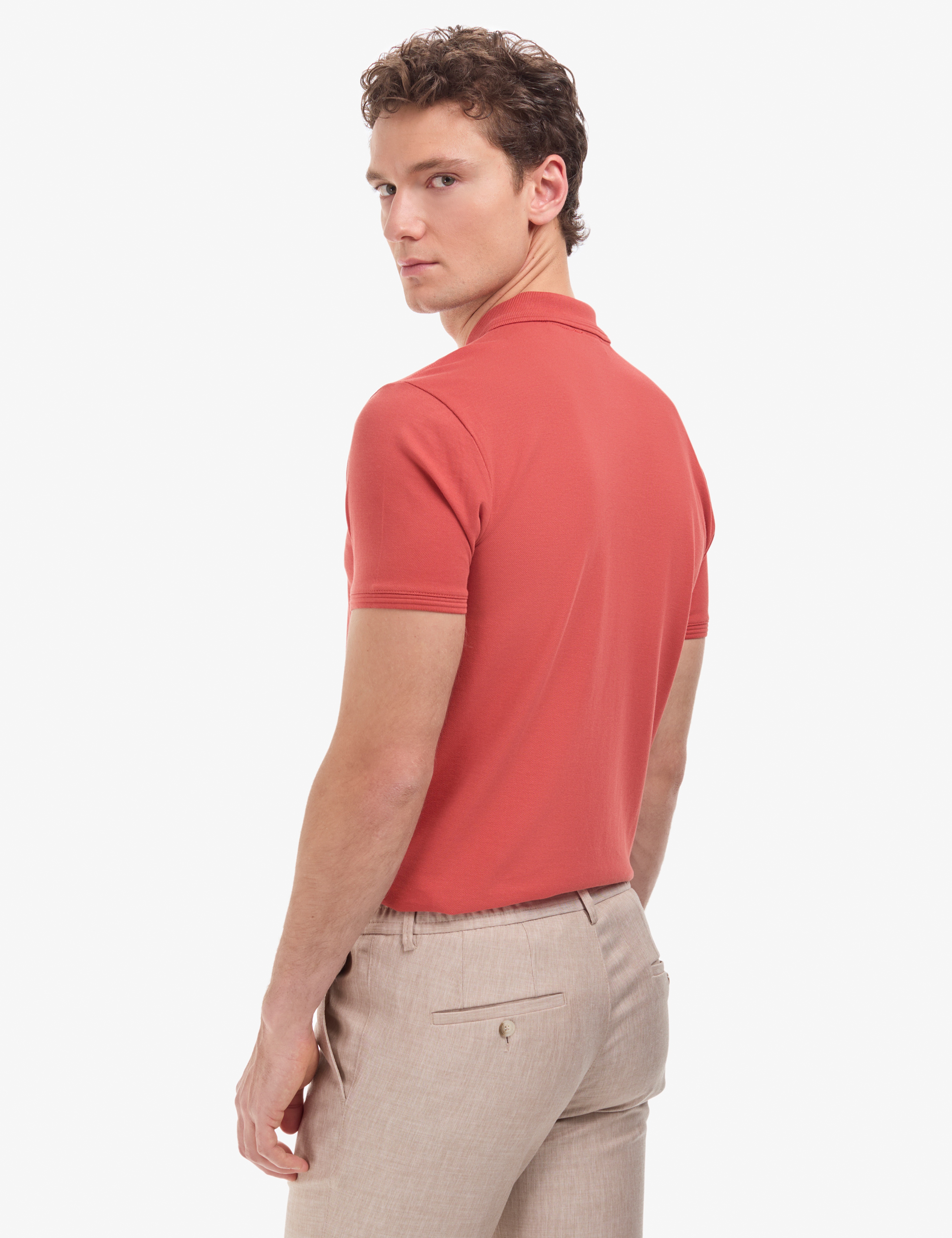 Kiremit Slim Fit %100 Pamuk Düğmeli Polo Yaka Basic Tişört