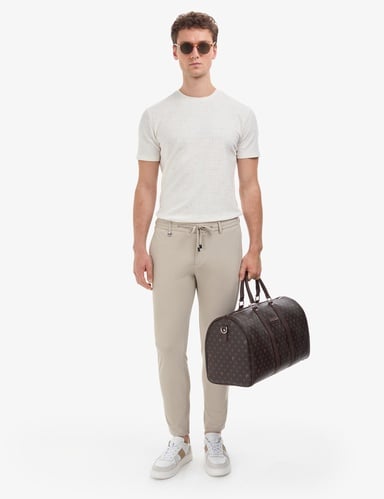 Bej Ex. Slim Fit Beli Kordonlu Klasik Jogger Pantolon