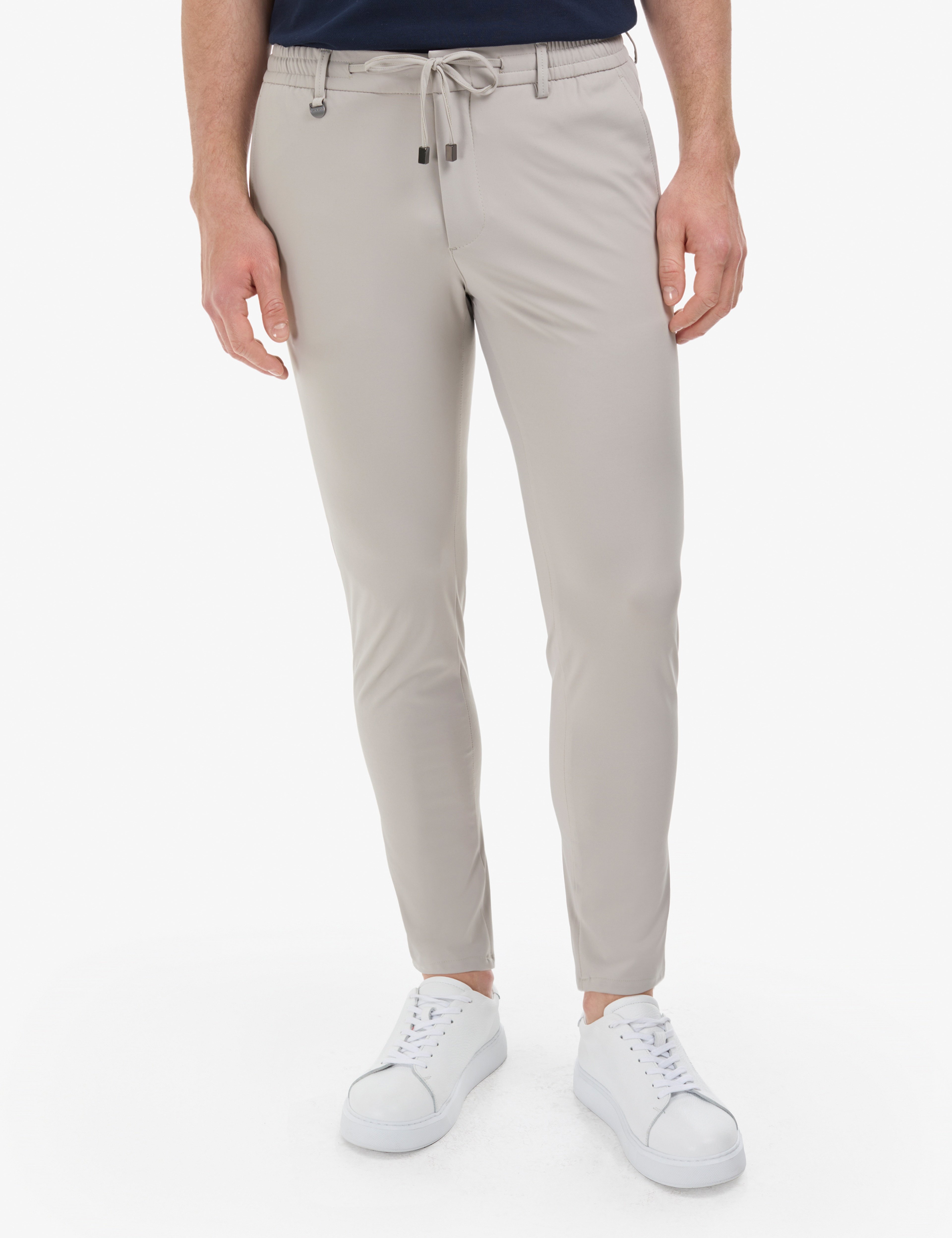 Gri Ex. Slim Fit Beli Kordonlu Klasik Jogger Pantolon