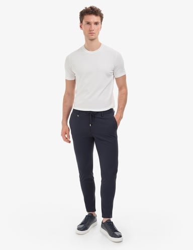 Lacivert Ex. Slim Fit Beli Kordonlu Klasik Jogger Pantolon