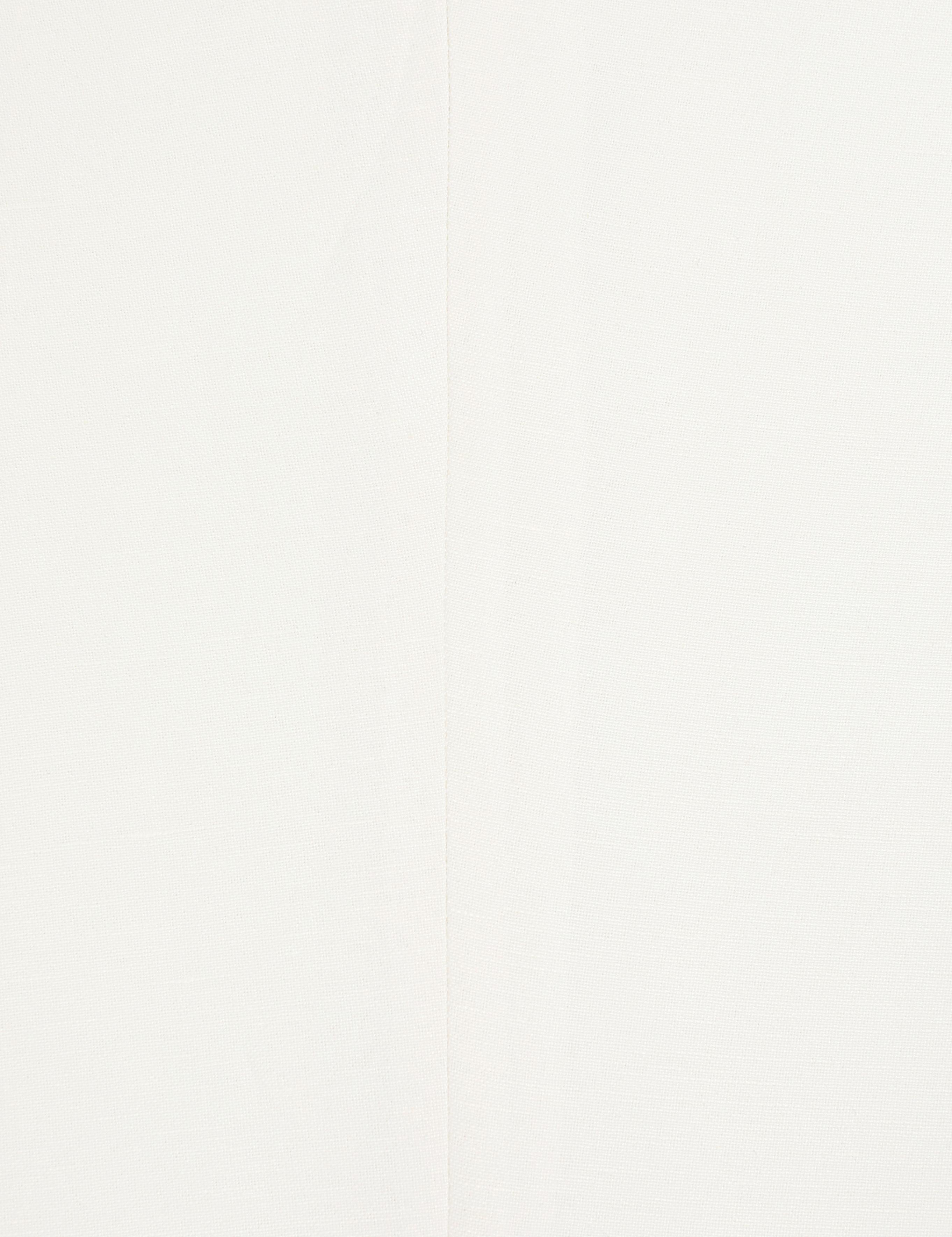 Beyaz Slim Fit Keten Karışımlı Pileli Pantolon