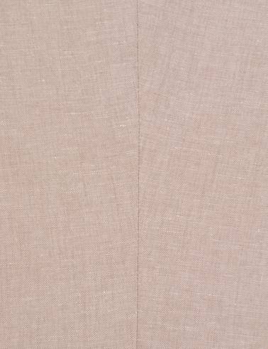 Açık Kahverengi Slim Fit Keten Karışımlı Pileli Pantolon