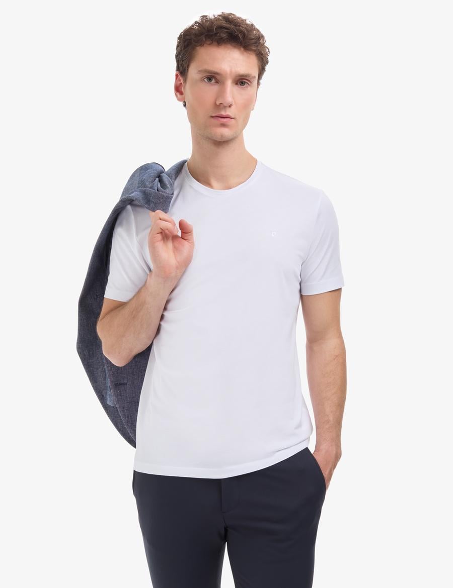 Beyaz Regular Fit %100 Pamuk Bisiklet Yaka Basic Tişört