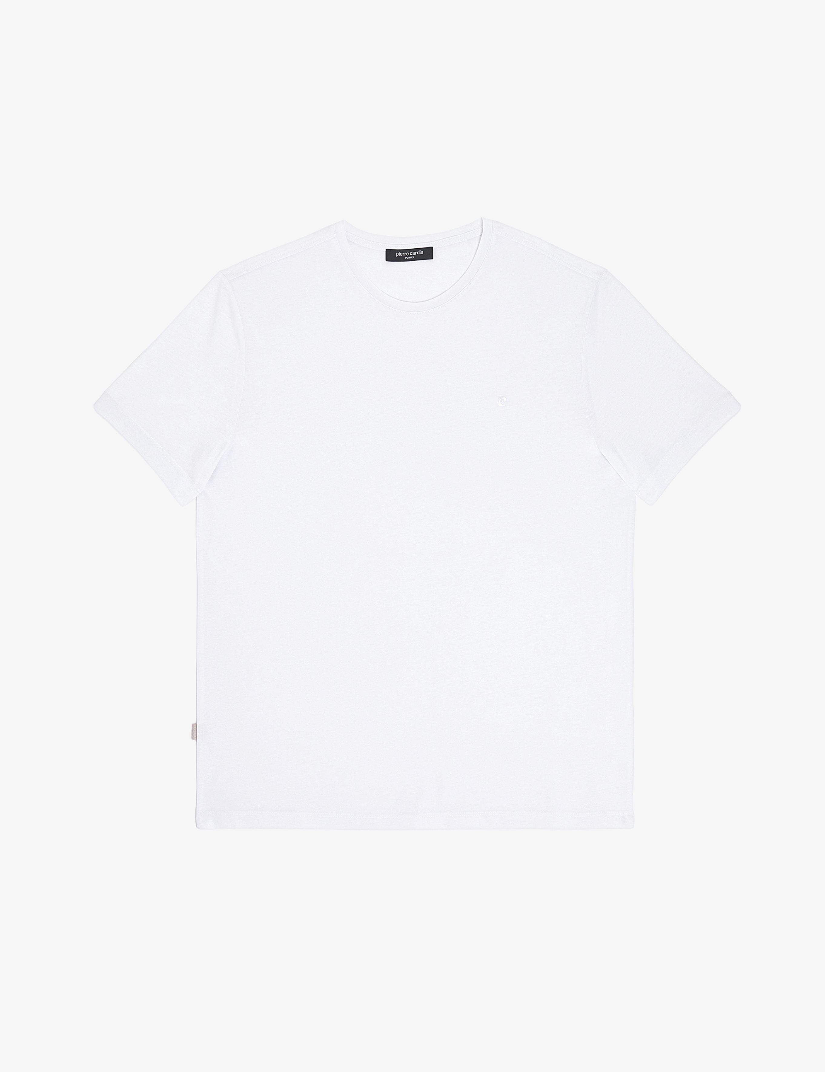 Beyaz Regular Fit %100 Pamuk Bisiklet Yaka Basic Tişört