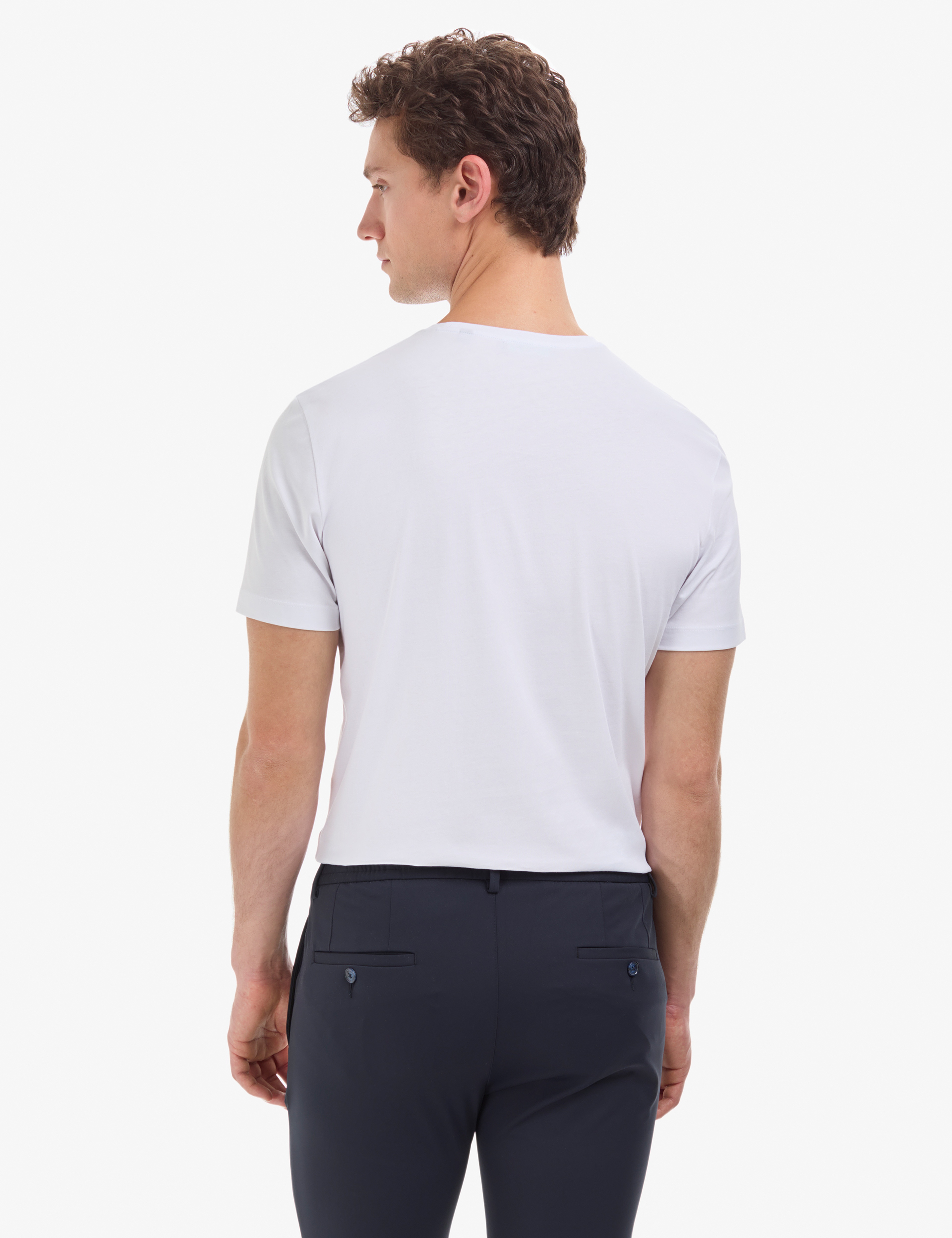 Beyaz Regular Fit %100 Pamuk Bisiklet Yaka Basic Tişört - Image 5