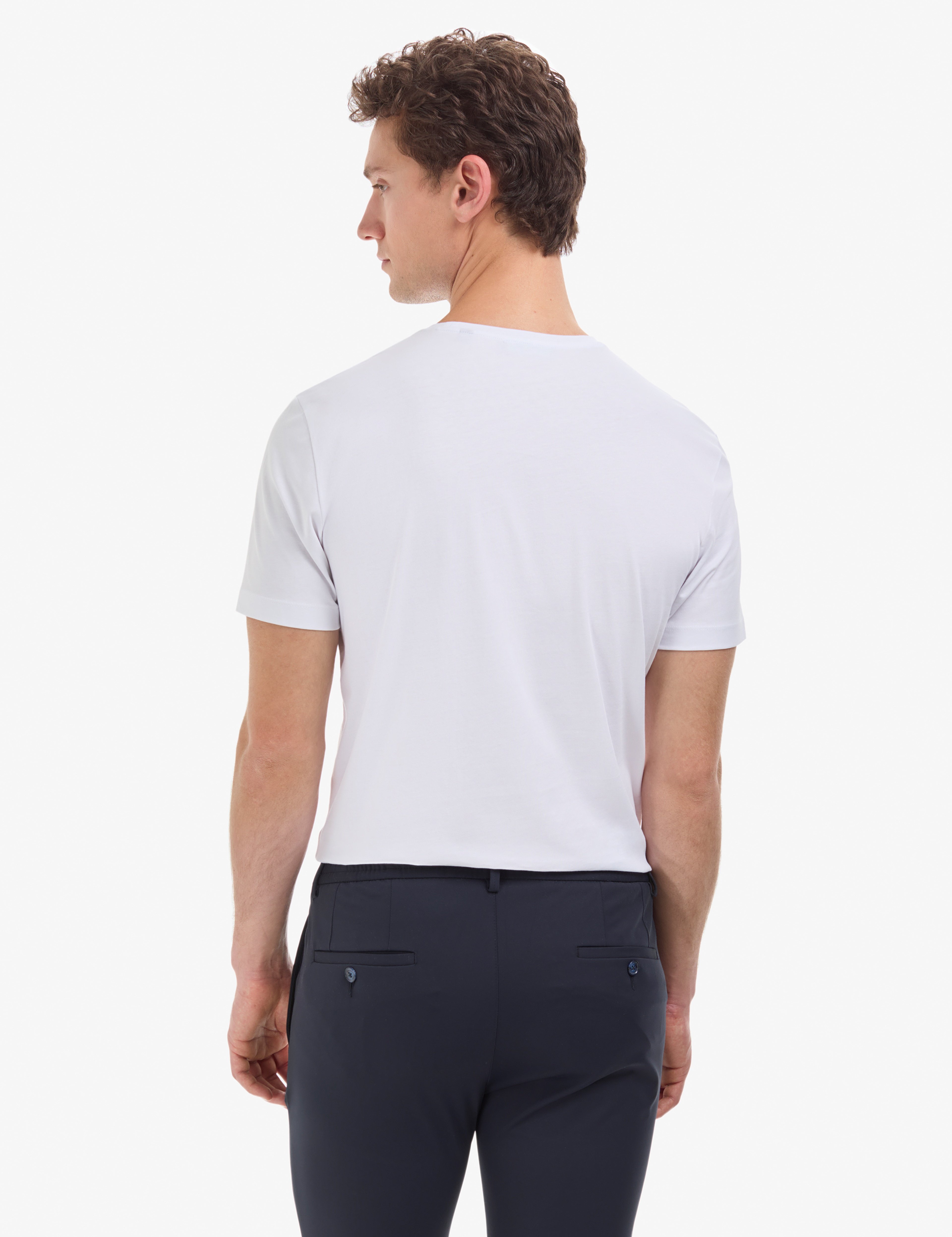Beyaz Regular Fit %100 Pamuk Bisiklet Yaka Basic Tişört