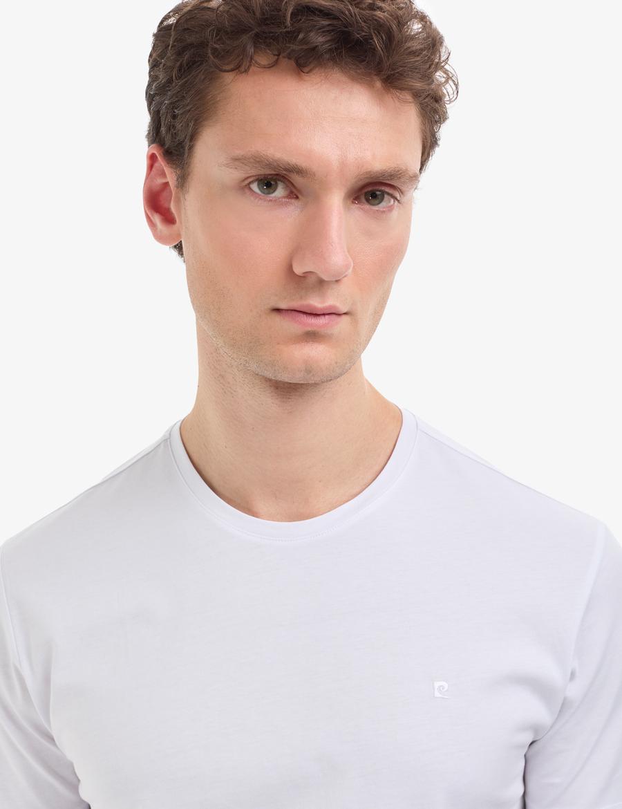 Beyaz Regular Fit %100 Pamuk Bisiklet Yaka Basic Tişört