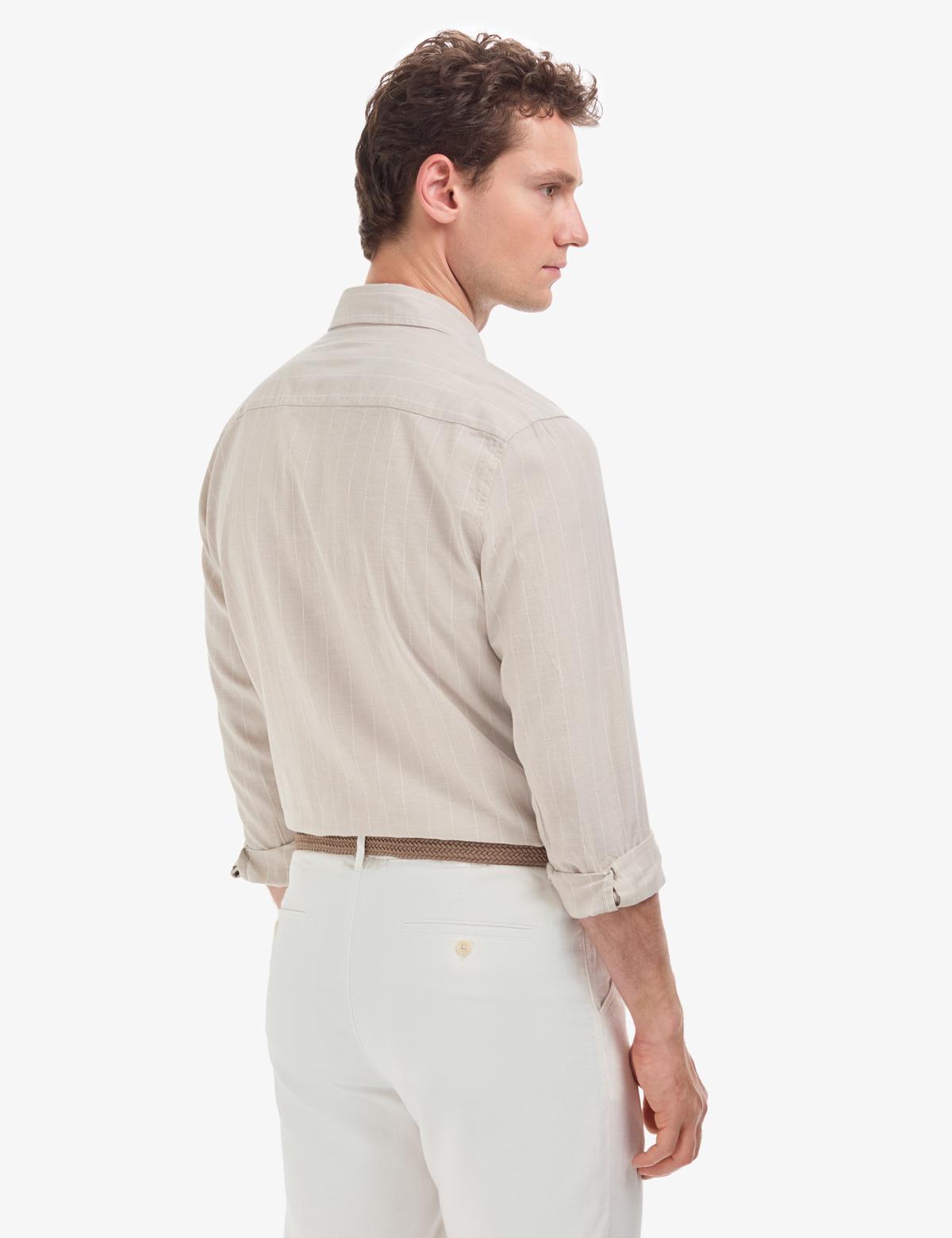 Bej Regular Fit Uzun Kollu Gömlek - 50320900001