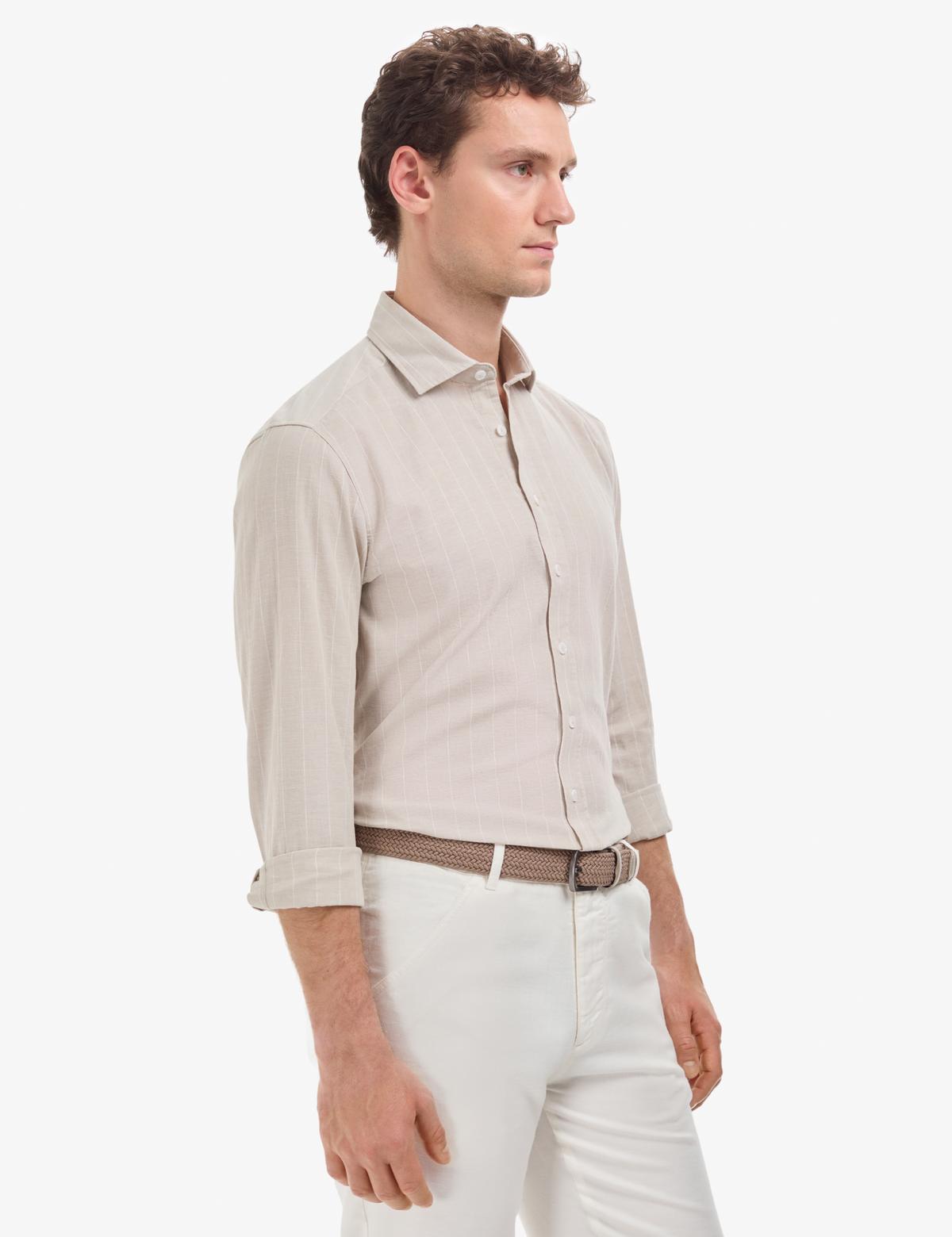 Bej Regular Fit Uzun Kollu Gömlek - 50320900001