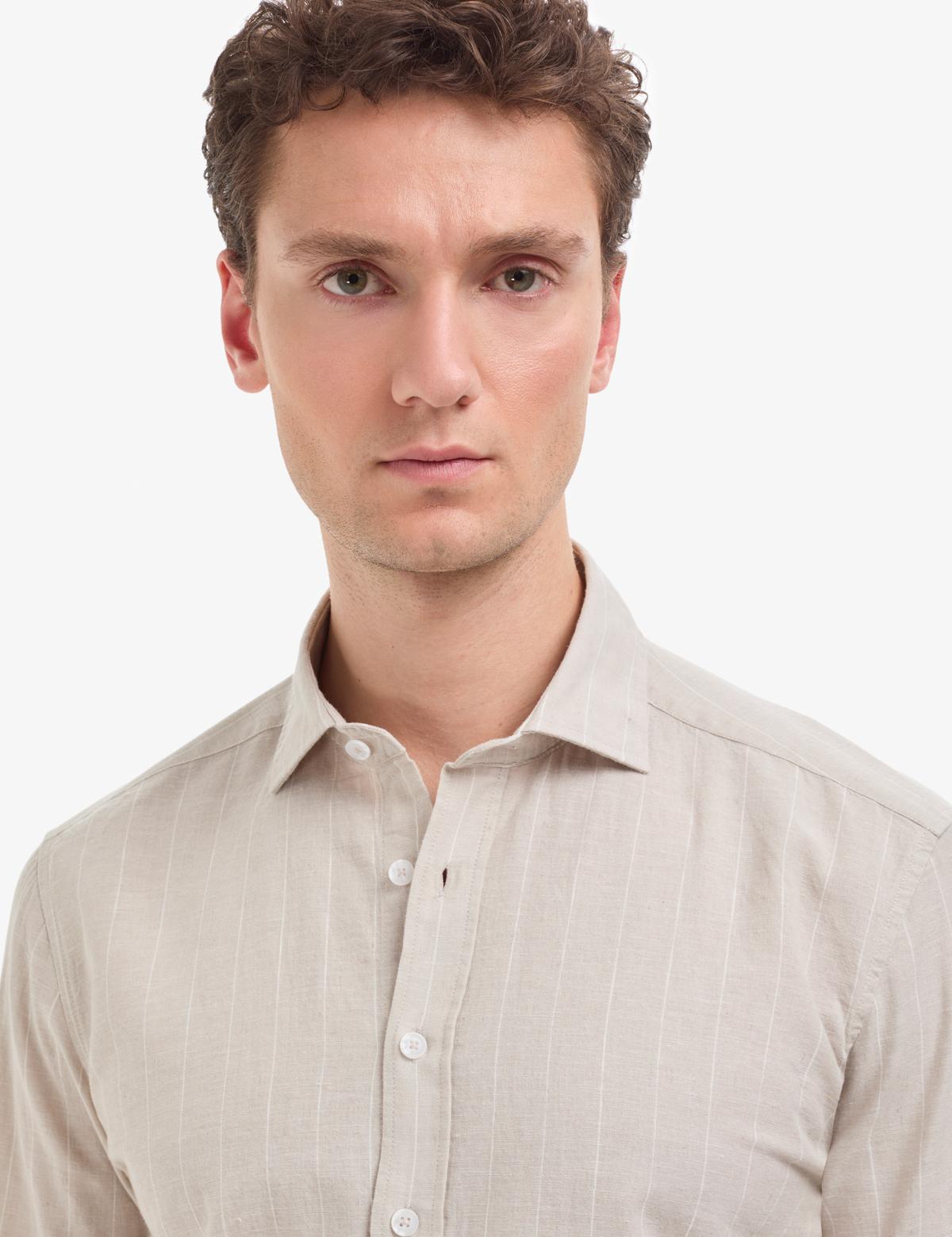 Bej Regular Fit Uzun Kollu Gömlek - 50320900001