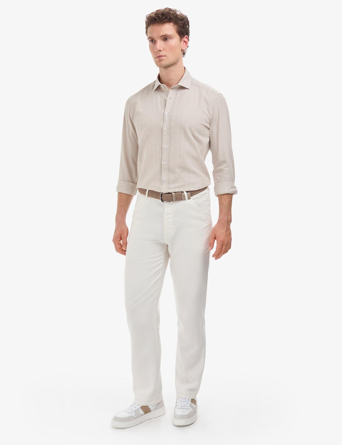 Bej Regular Fit Uzun Kollu Gömlek - 50320900001