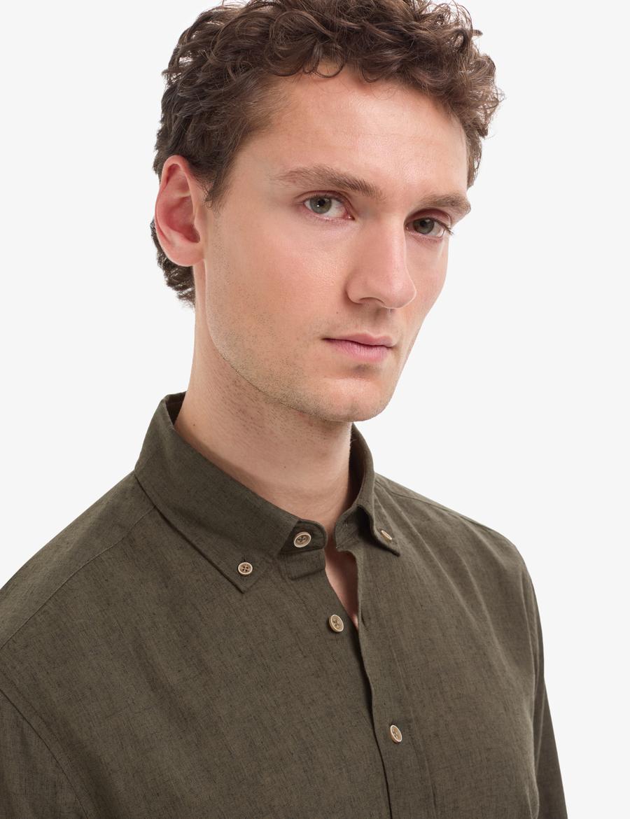Haki Regular Fit Uzun Kollu Gömlek