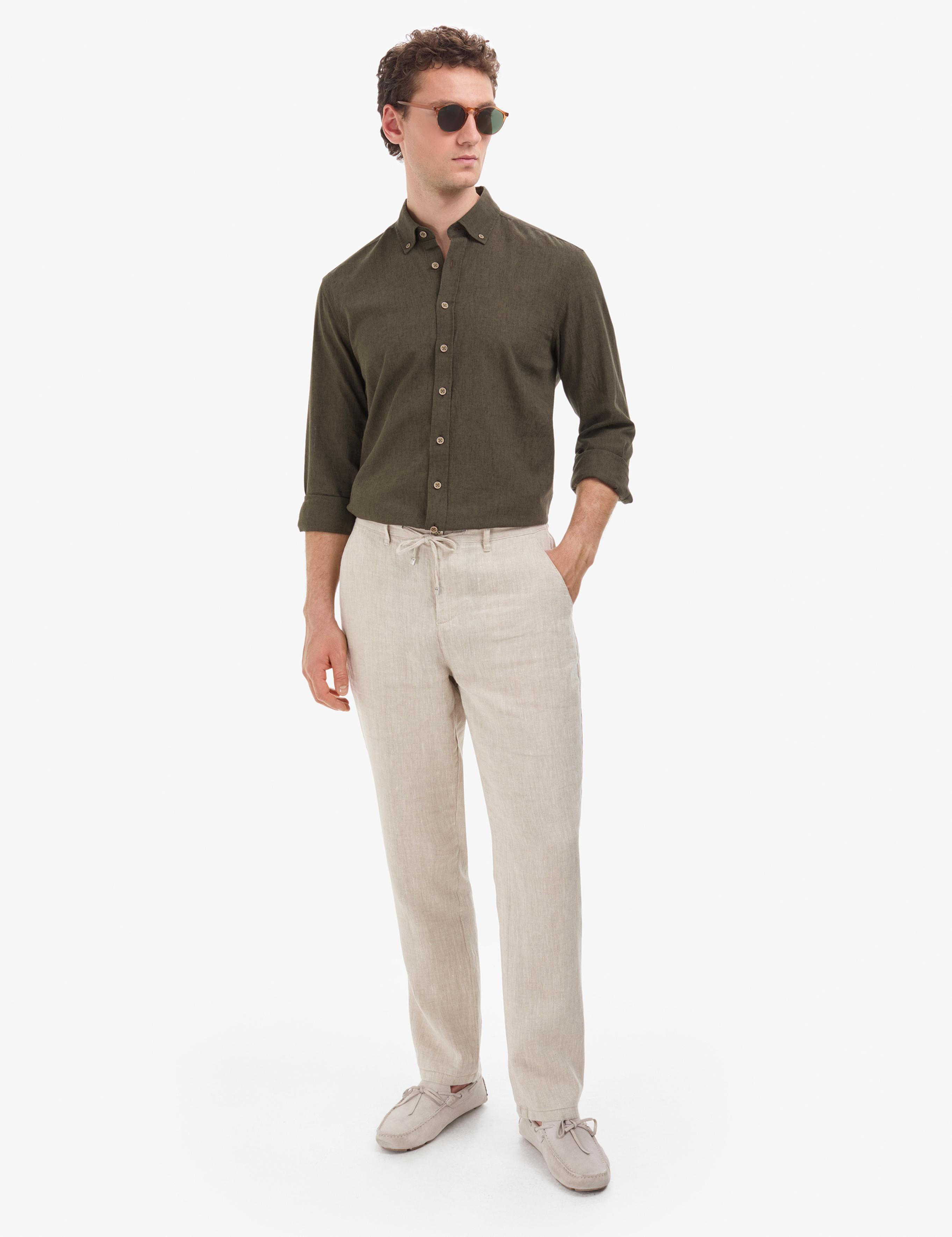 Haki Regular Fit Uzun Kollu Gömlek