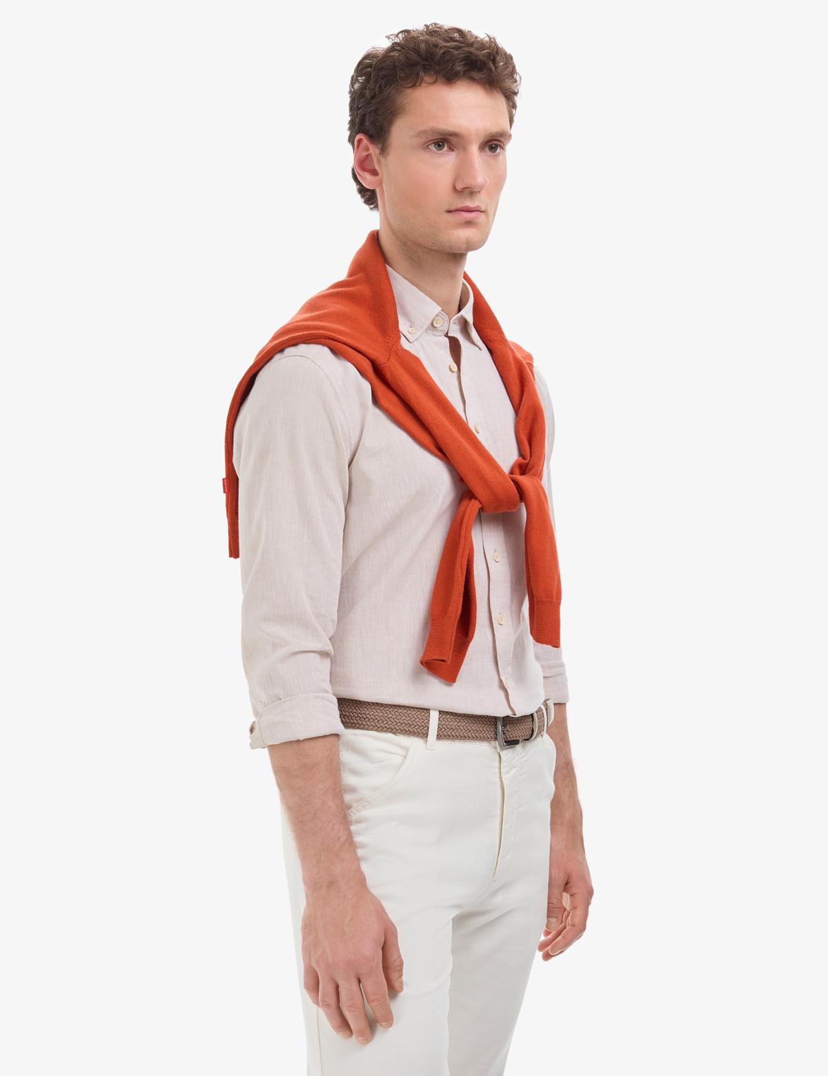 Bej Regular Fit Uzun Kollu Gömlek - 50320941118