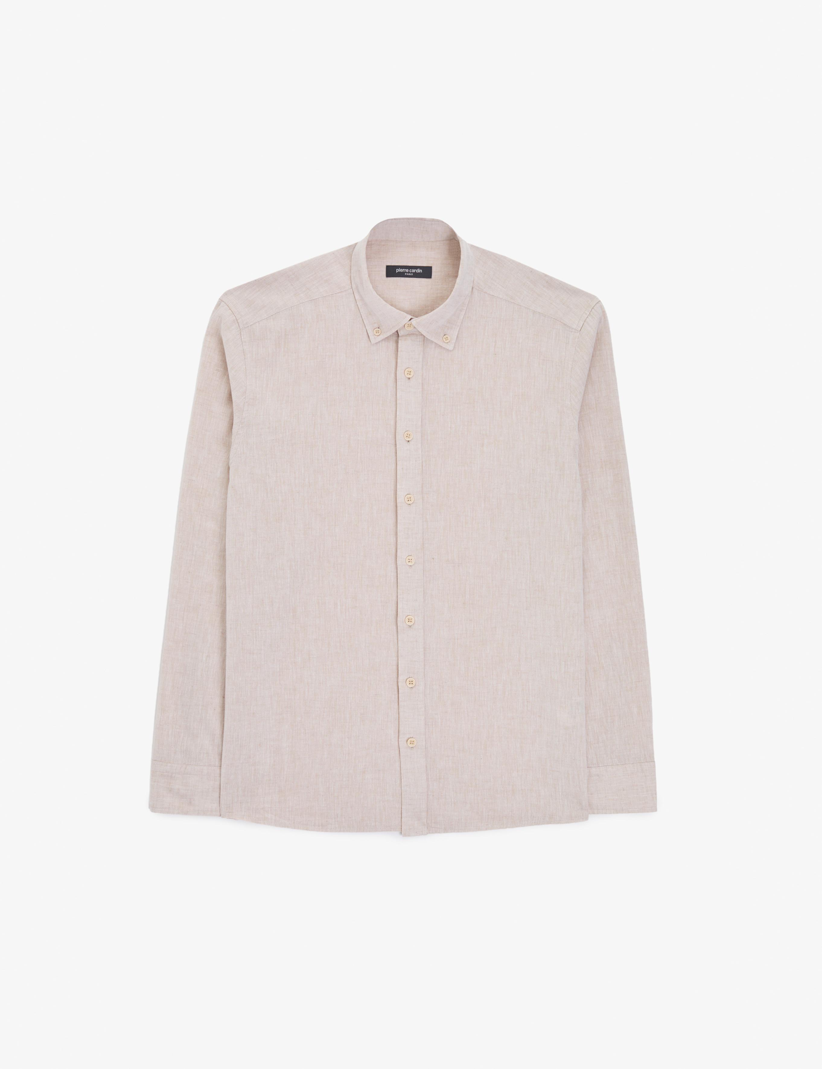 Bej Regular Fit Uzun Kollu Gömlek