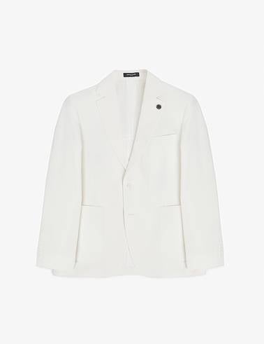 Ekru Slim Fit Keten Karışımlı Takım Elbise