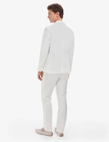 Ekru Slim Fit Keten Karışımlı Takım Elbise