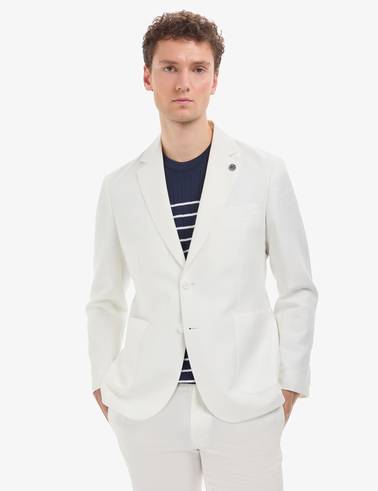 Ekru Slim Fit Keten Karışımlı Takım Elbise