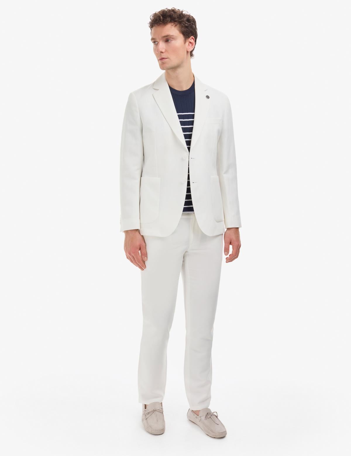 Ekru Slim Fit Takım Elbise - 50325461017