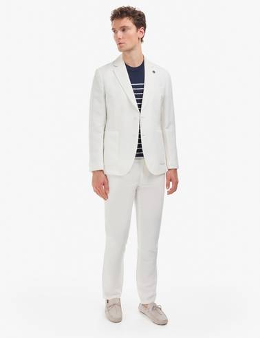 Ekru Slim Fit Keten Karışımlı Takım Elbise