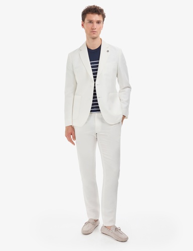 Ekru Slim Fit Keten Karışımlı Takım Elbise