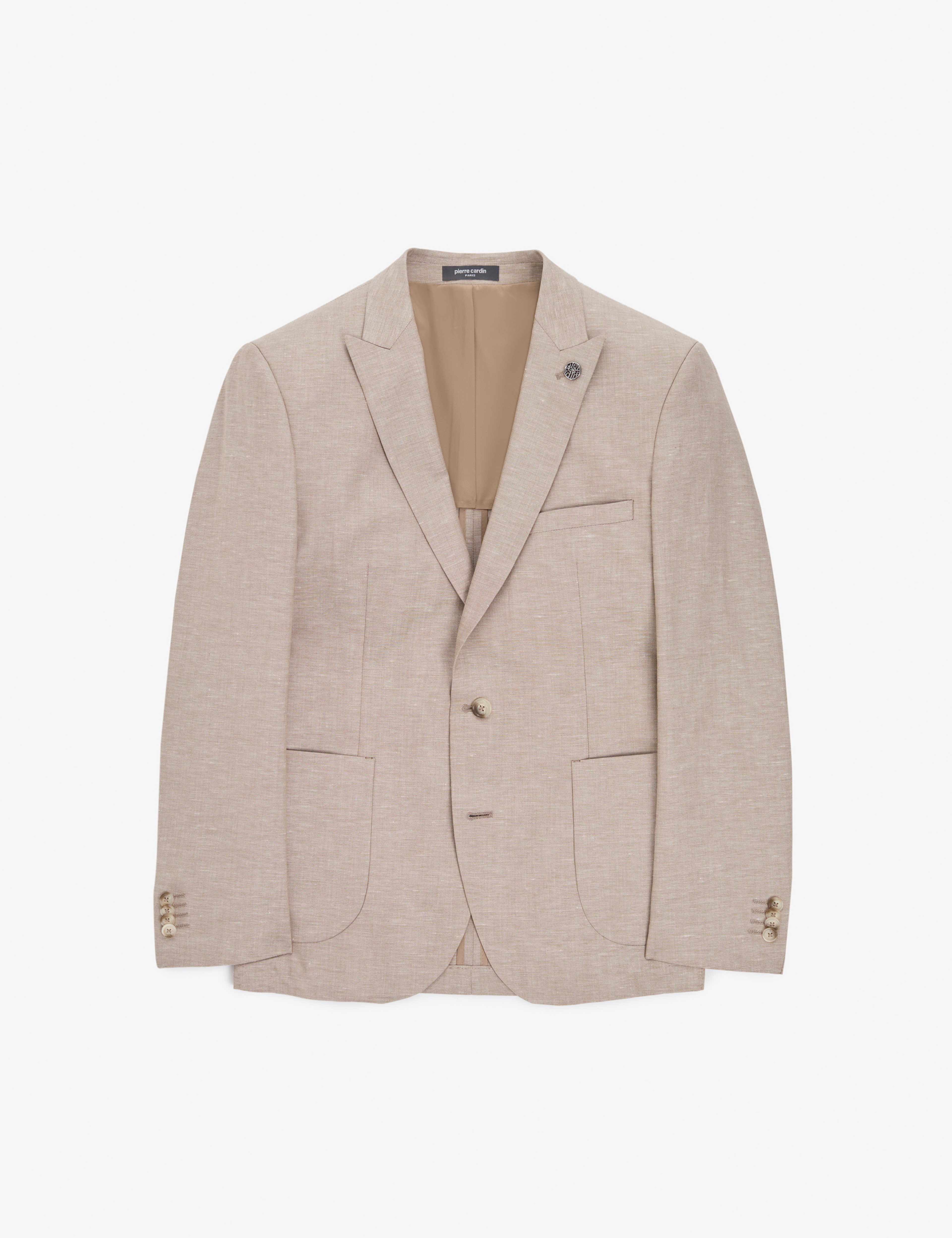 Açık Kahverengi Extra Slim Fit Keten Karışımlı Takım Elbise - Image 6