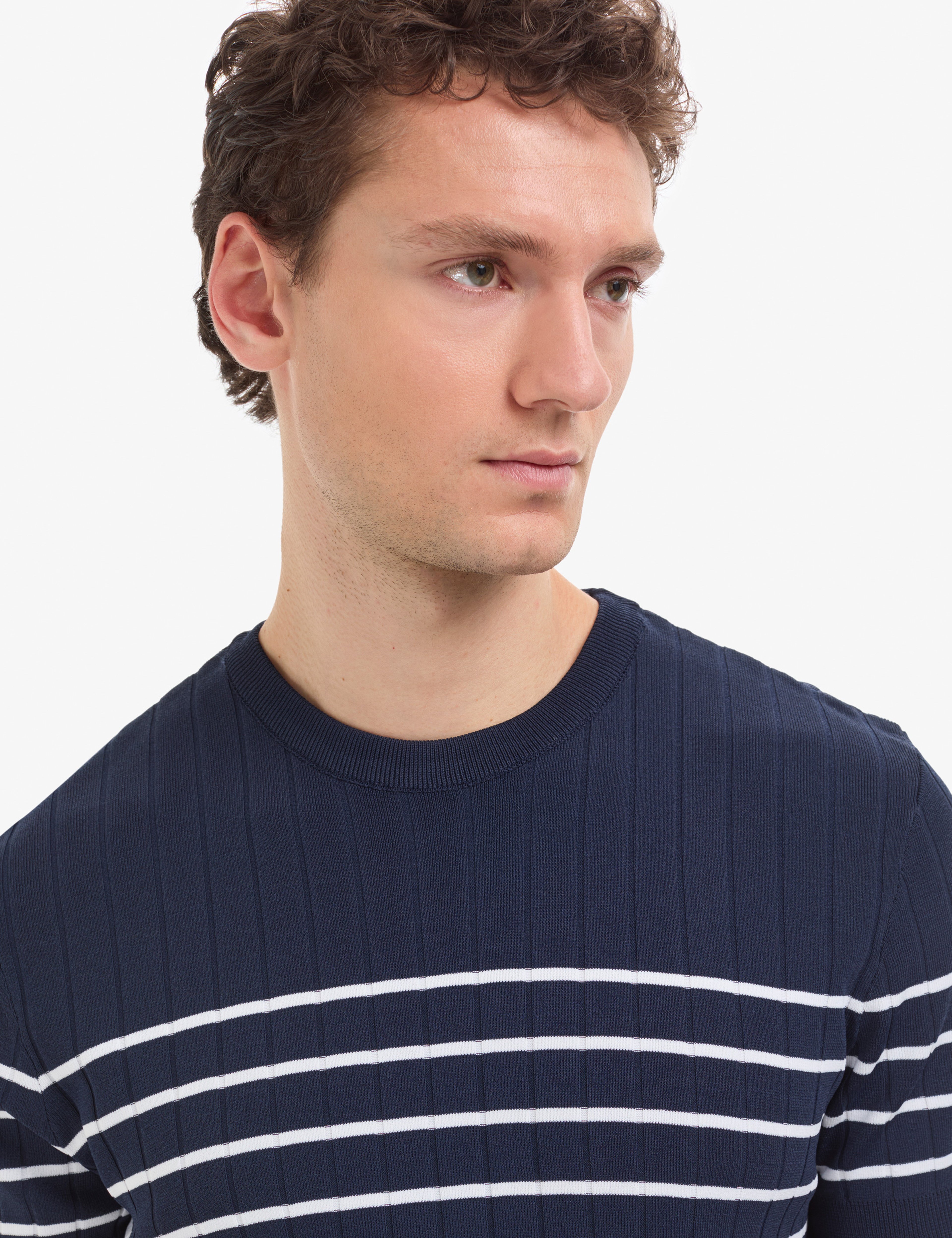Lacivert Slim Fit Bisiklet Yaka Triko Tişört