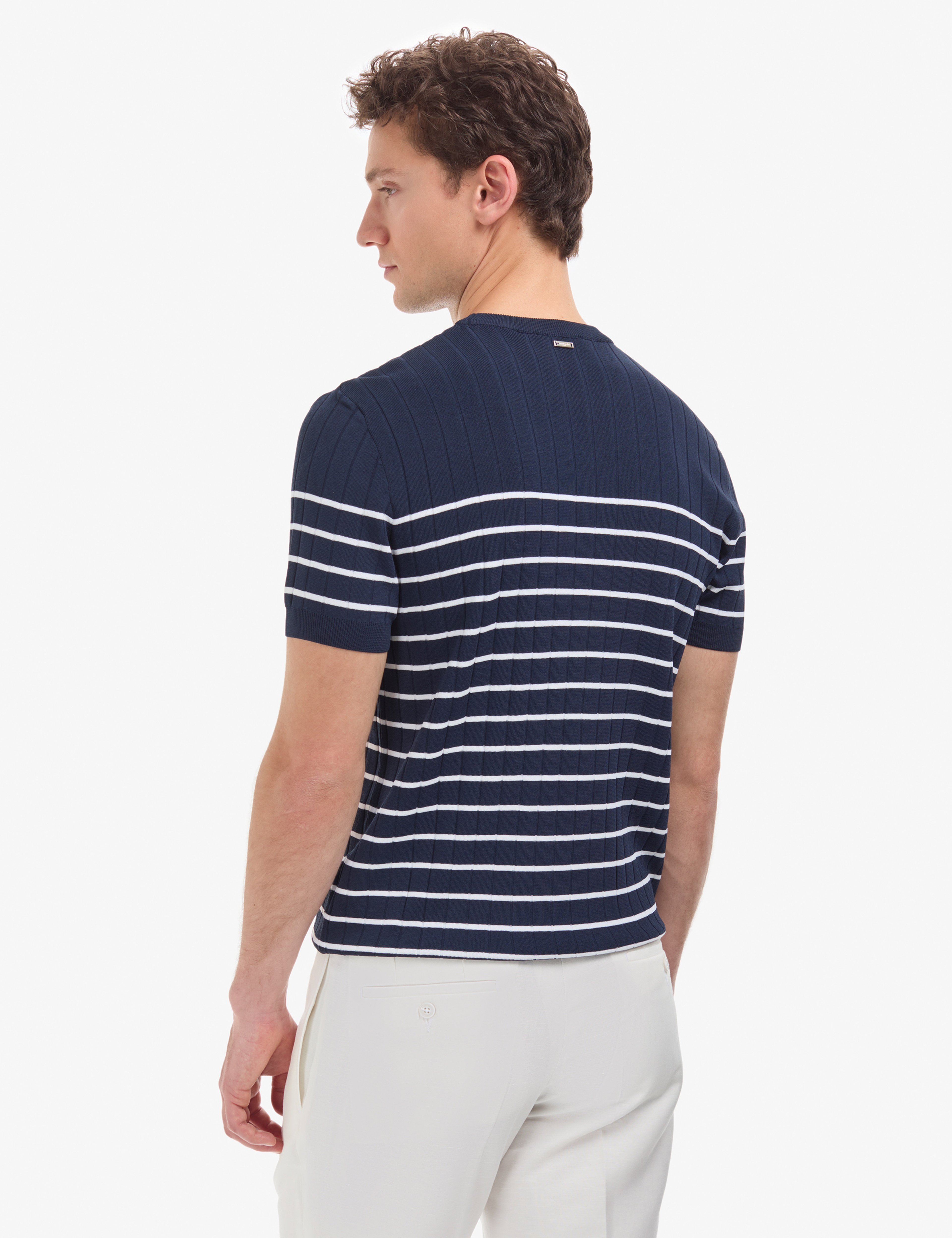 Lacivert Slim Fit Bisiklet Yaka Triko Tişört