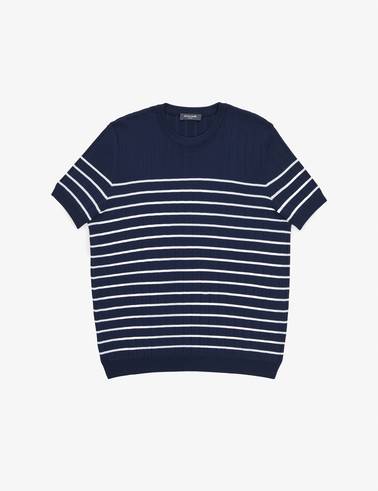 Lacivert Slim Fit Bisiklet Yaka Triko Tişört