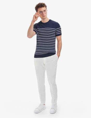 Lacivert Slim Fit Bisiklet Yaka Triko Tişört
