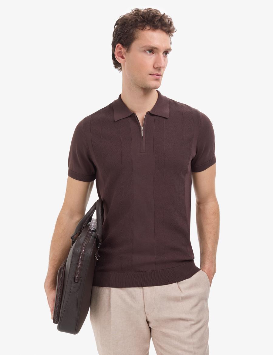 Koyu Kahverengi Slim Fit Kazak