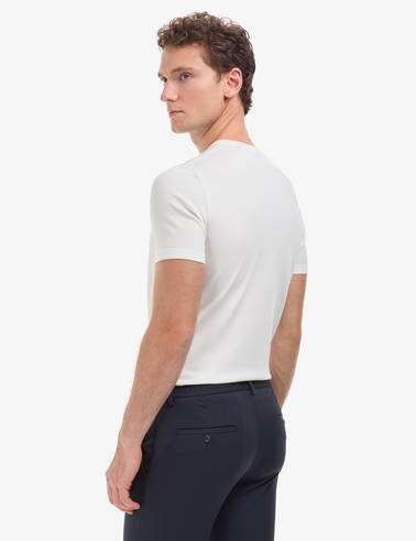 Ekru Slim Fit Bisiklet Yaka Triko Tişört