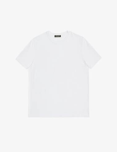 Ekru Slim Fit Bisiklet Yaka Triko Tişört