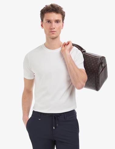 Ekru Slim Fit Bisiklet Yaka Triko Tişört
