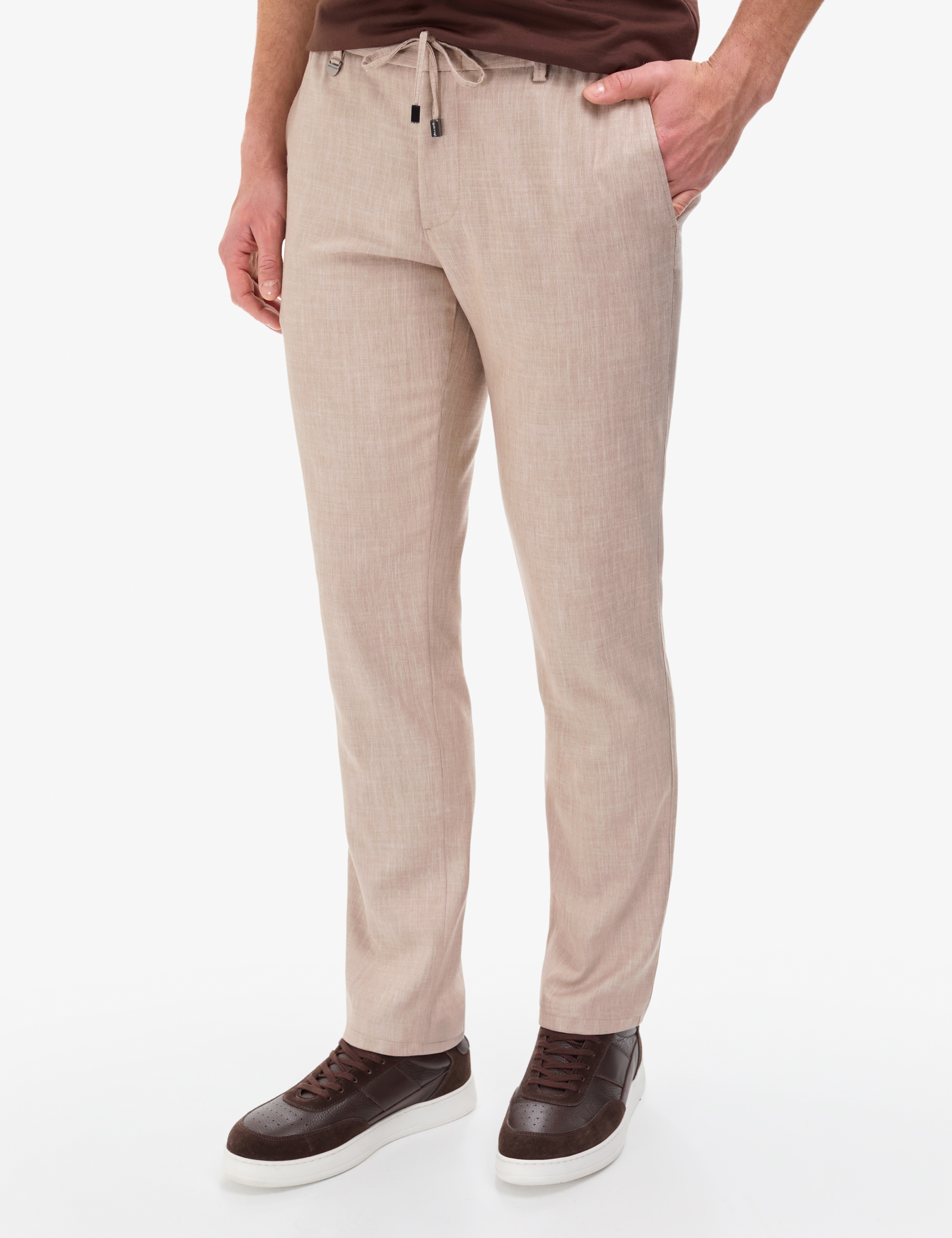 Bej Slim Fit Beli Lastikli Klasik Jogger Pantolon