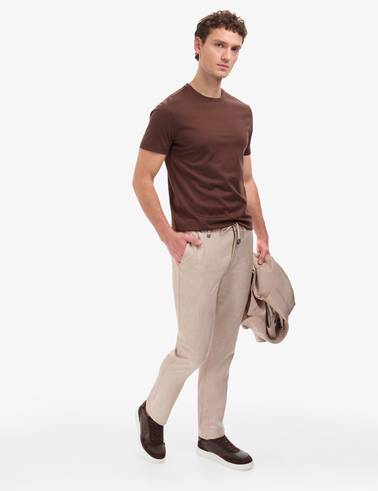 Bej Slim Fit Beli Lastikli Klasik Jogger Pantolon