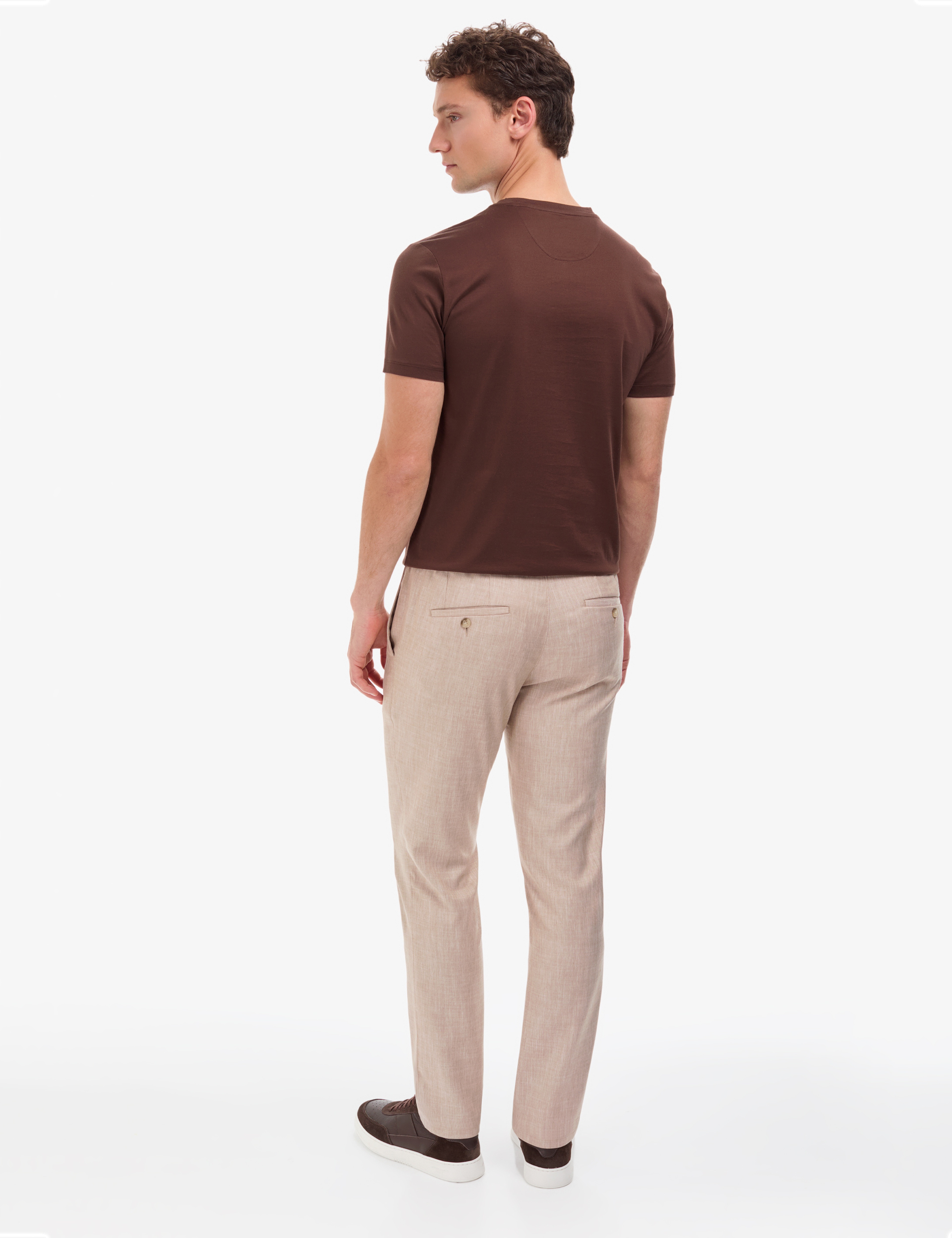 Bej Slim Fit Beli Lastikli Klasik Jogger Pantolon - Image 4