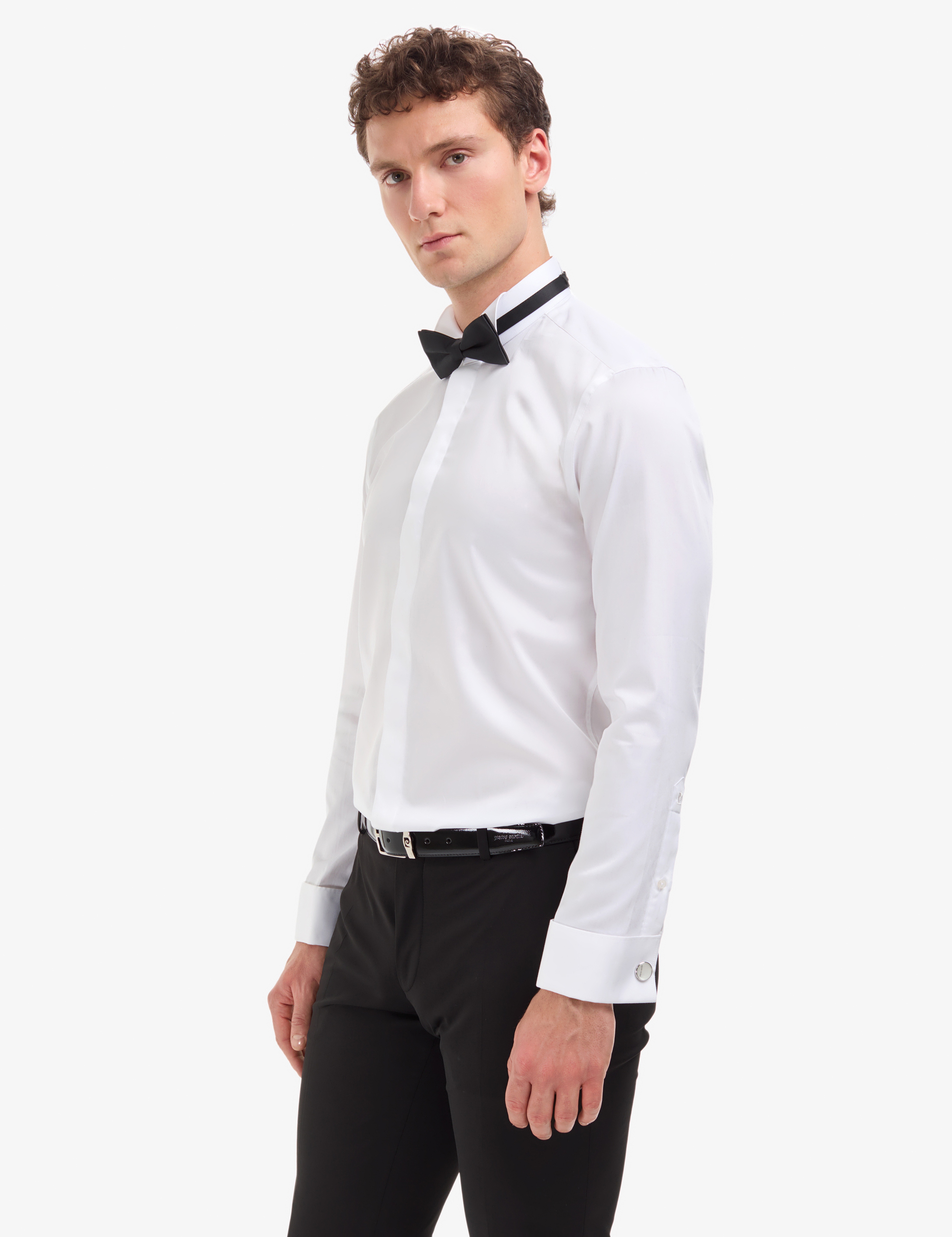 Beyaz Slim Fit Smokin Gömlek - Image 3