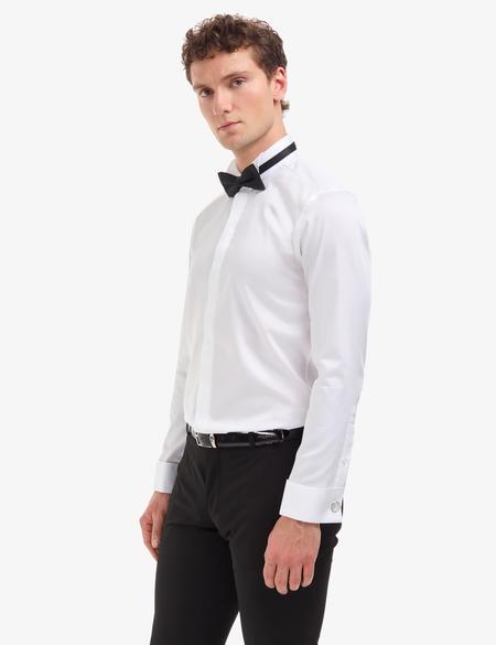 Beyaz Slim Fit Smokin Gömlek - 50324027006