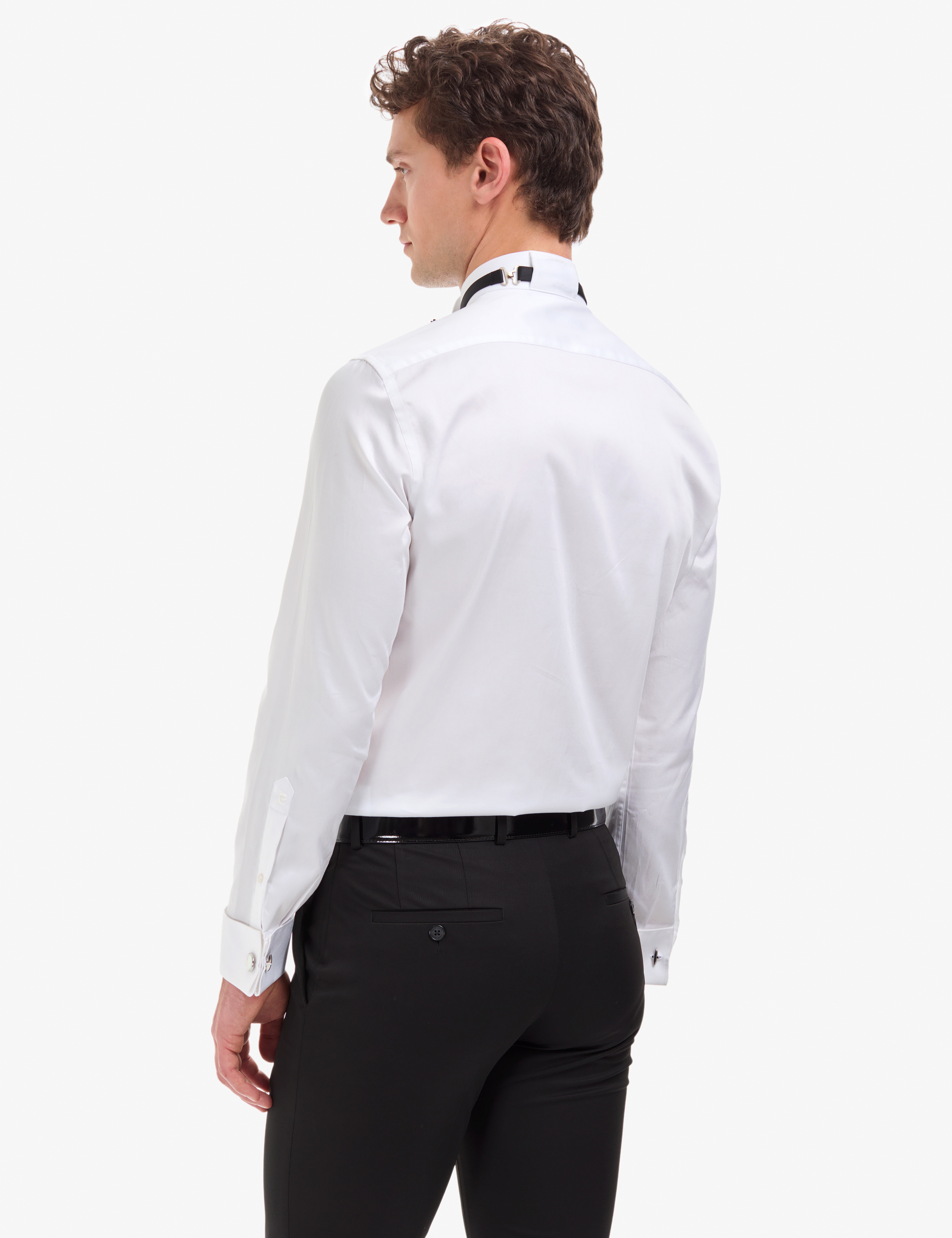 Beyaz Slim Fit Smokin Gömlek - Image 5
