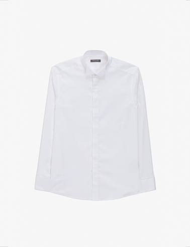 Beyaz Slim Fit Smokin Gömlek