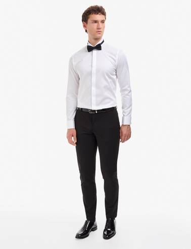 Beyaz Slim Fit Smokin Gömlek