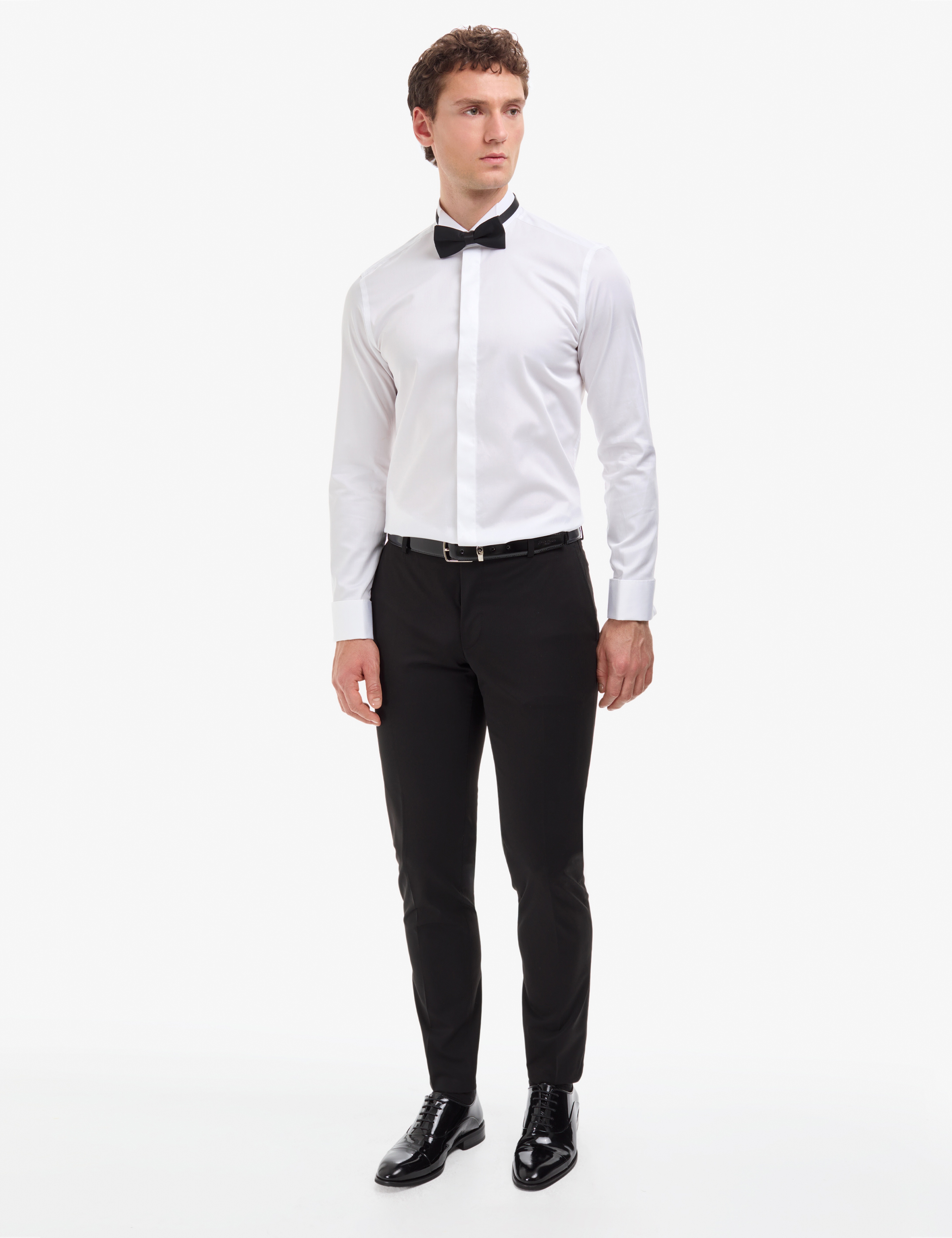 Beyaz Slim Fit Smokin Gömlek - Image 4