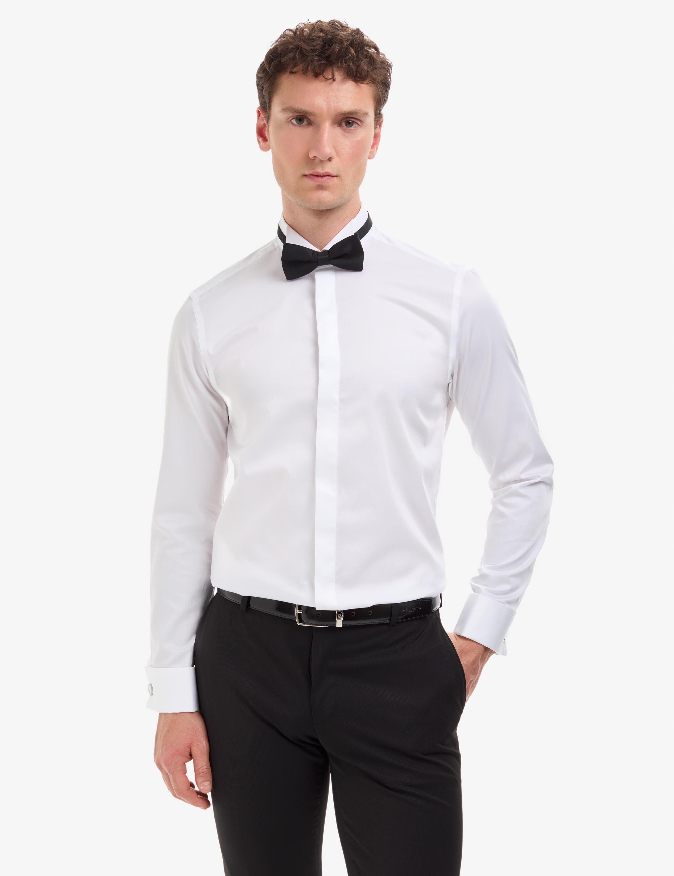 Beyaz Slim Fit Smokin Gömlek