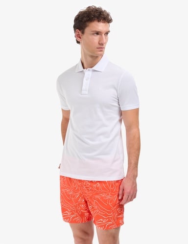 Beyaz Slim Fit %100 Pamuk Düğmeli Polo Yaka Basic Tişört