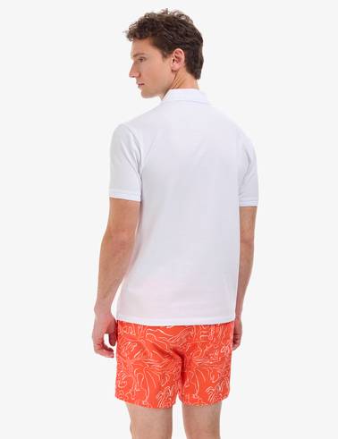 Beyaz Slim Fit %100 Pamuk Düğmeli Polo Yaka Basic Tişört