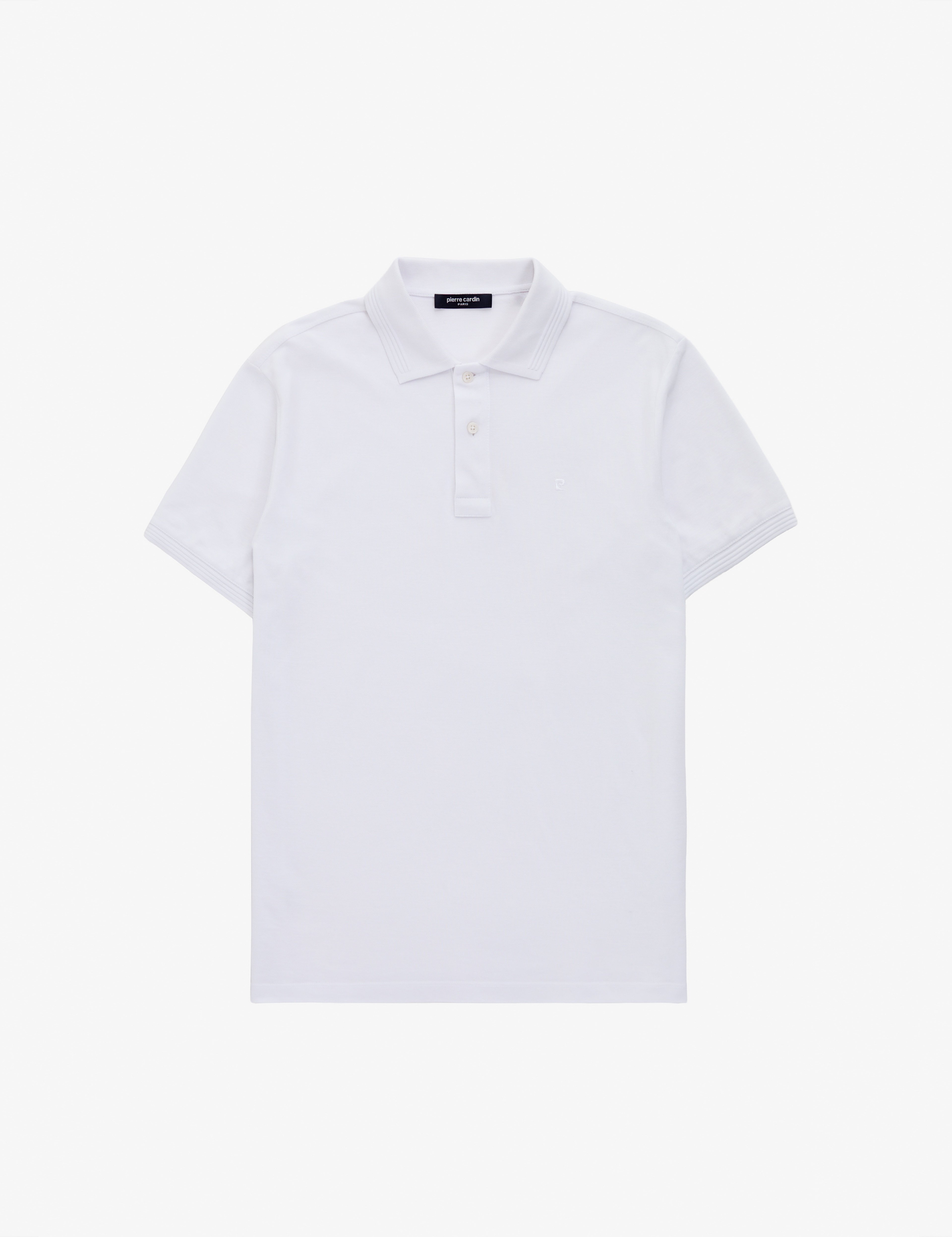 Beyaz Slim Fit %100 Pamuk Düğmeli Polo Yaka Basic Tişört - Image 6